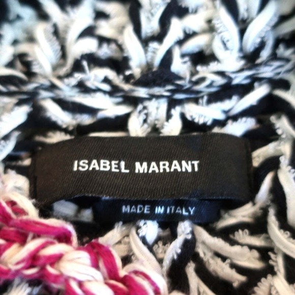Isabel Marant Pullover Sweater Wenji White/Black Cotton-Blend Loose Knit Size 34 - Picture 6 of 8